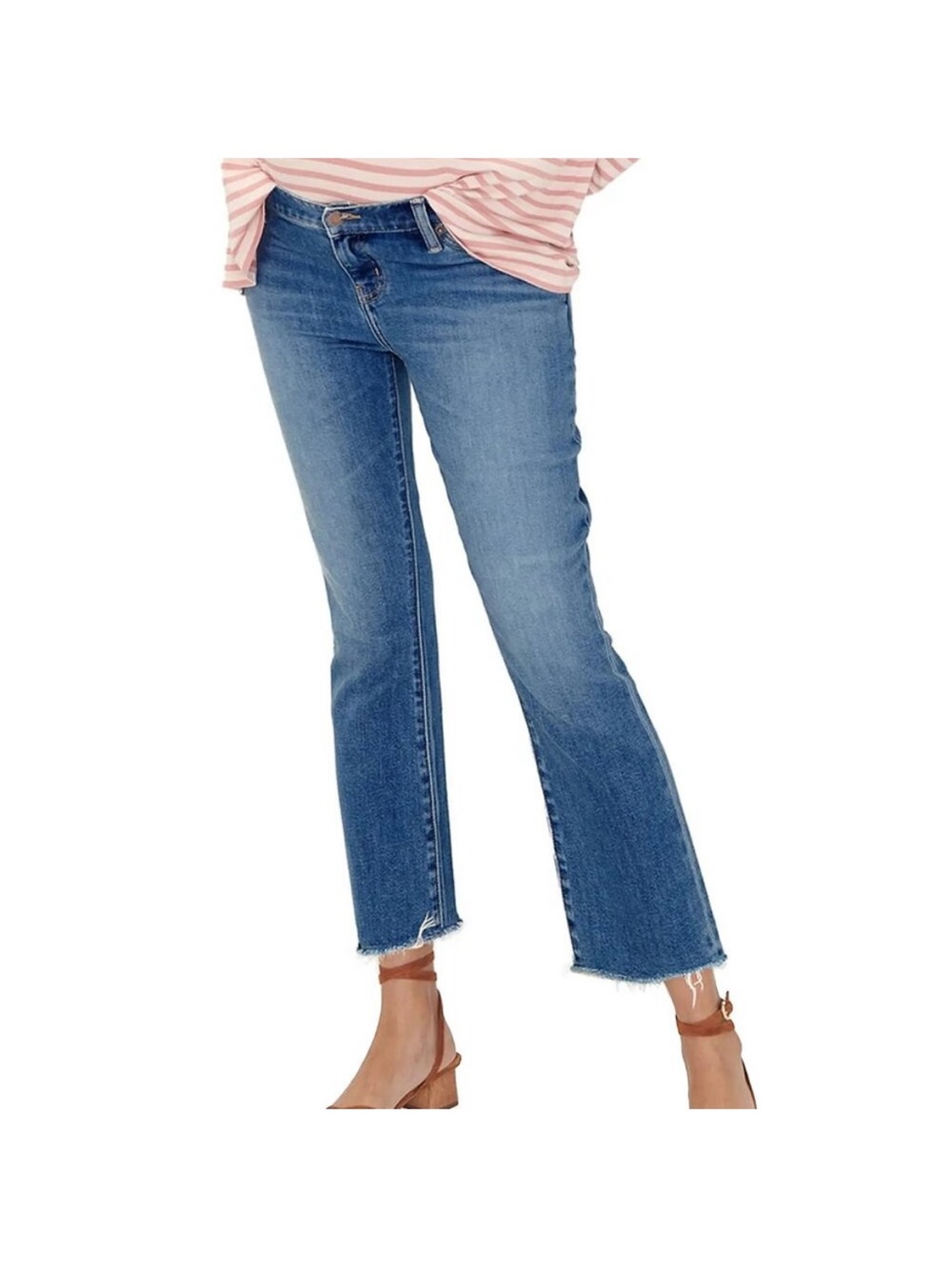 Hatch Medium Blue High-Rise Cropped Bootcut Jeans